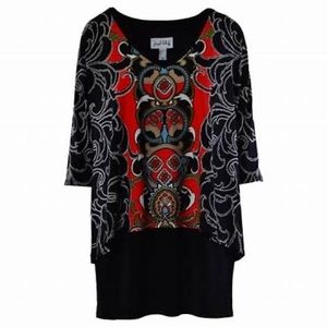 Joseph Ribkoff paisley print double layer tunic 184674
